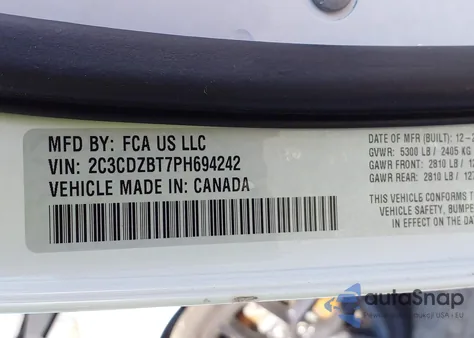 2023 Dodge Challenger R/T from USA, damaged, VIN 2C3CDZBT7PH694242